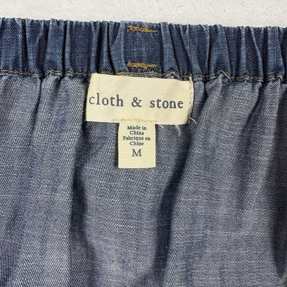 CLOTH & STONE Chambray Off The Shoulder Top Size M‎ 3/4 Sleeve Boho Countrycore - Picture 2 of 9